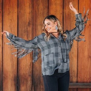 Grace and Emma fringe flannel size large new with tags